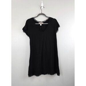 Vintage Oscar Del La Renta Dress Women's S Black Slip Tee 90's Y2K Casual Goth
